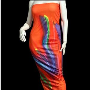 Bold Strapless Multicolor Dress